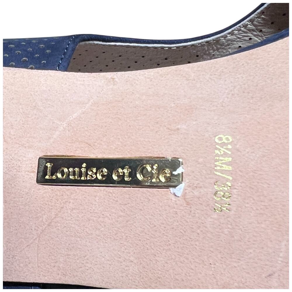 LOUISE ET CIE Lo-Vanita Women's 38.5/US 8.5 Navy Suede Sandal Tortoise Heel - Picture 16 of 16